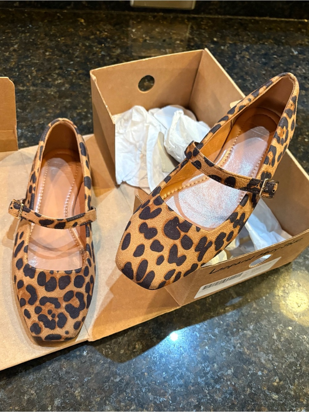 Leopard Print Mary Jane Shoes in Brown
